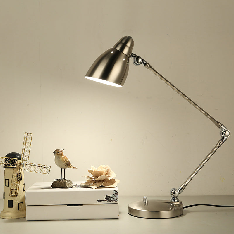 Maliben | Industrial Table Lamp Made Of Metal With Adjustable Arm And Clock-Shaped Shade