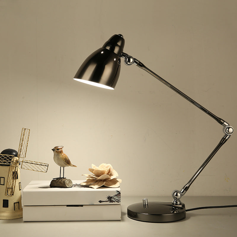 Maliben | Industrial Table Lamp Made Of Metal With Adjustable Arm And Clock-Shaped Shade