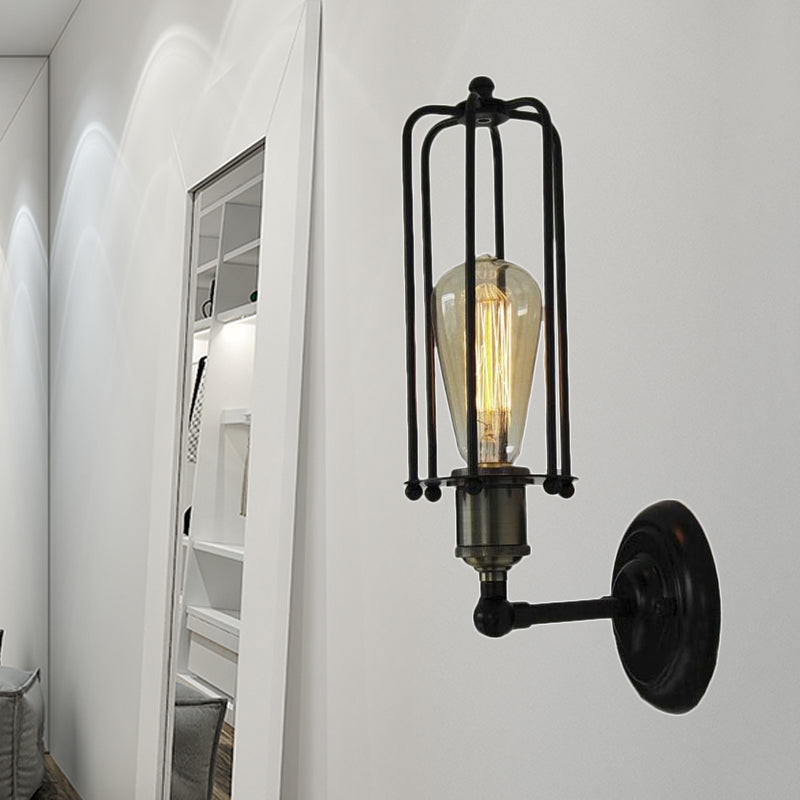 Maliben 1 Head floor lamp Vintage industrial tube cage shading metal mini wall light...