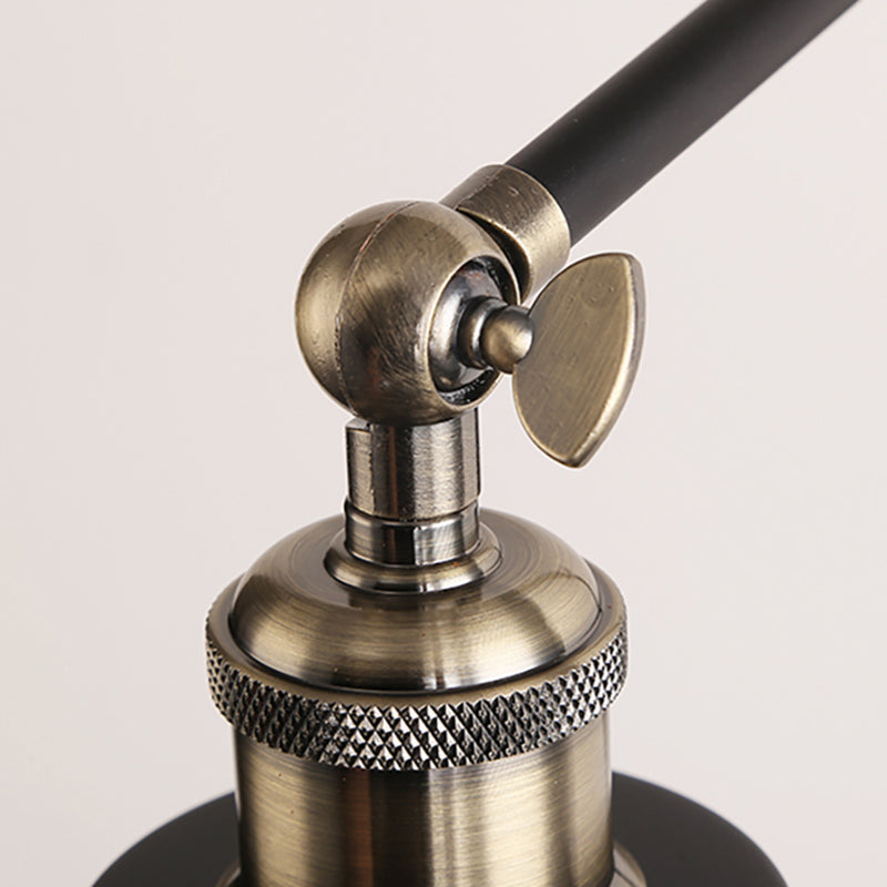 Maliben | Cone Wall Lamp Fixture Industrial Style Metal 1 Bulb Black/White Wall Light With Swing Arm For Bedroom