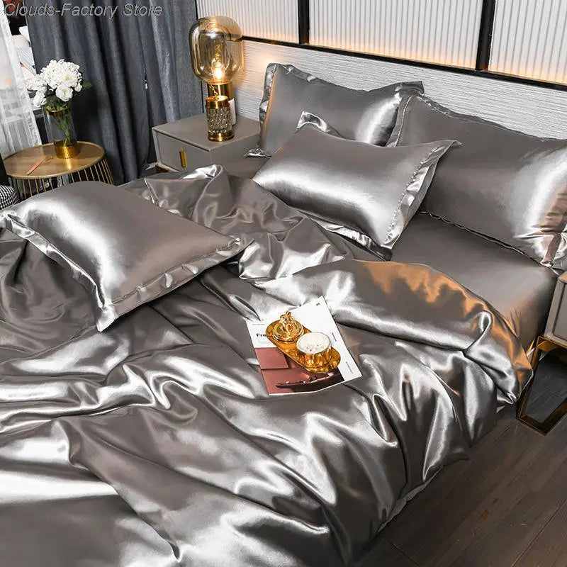 Maliben | Luxury Solid Satin Duvet Cover - Silkserenity