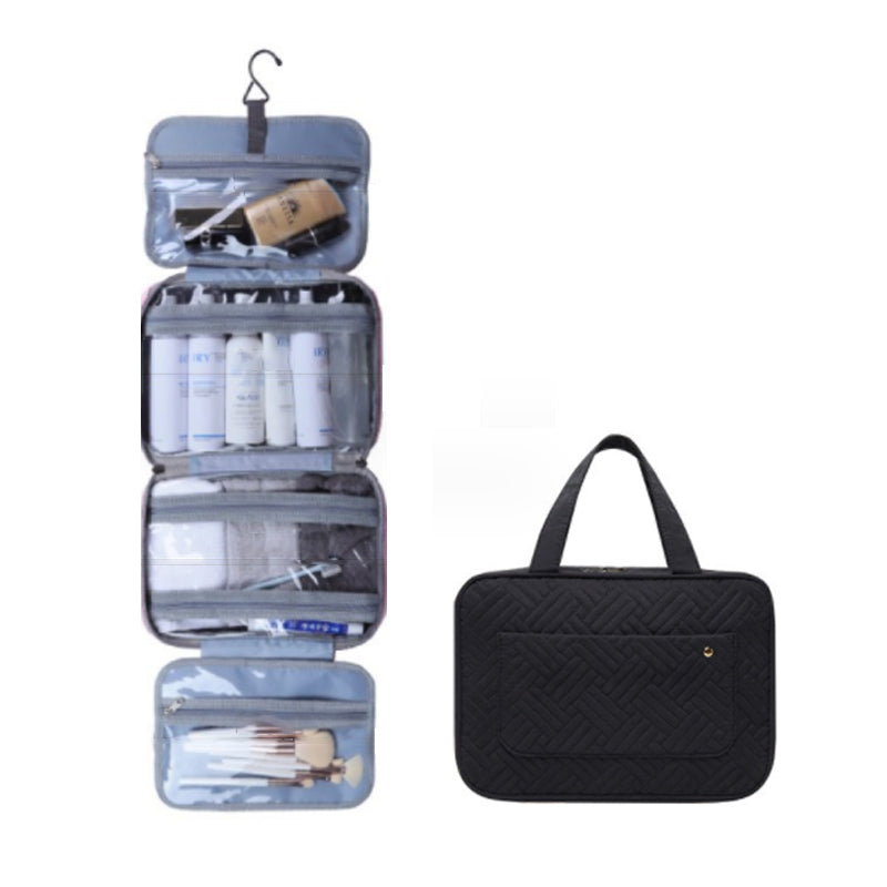 Maliben | Travelique Travel Cosmetic Organizer | Compact & Water-Repellent | With 4 Compartments & 360° Hook | For Women & Men