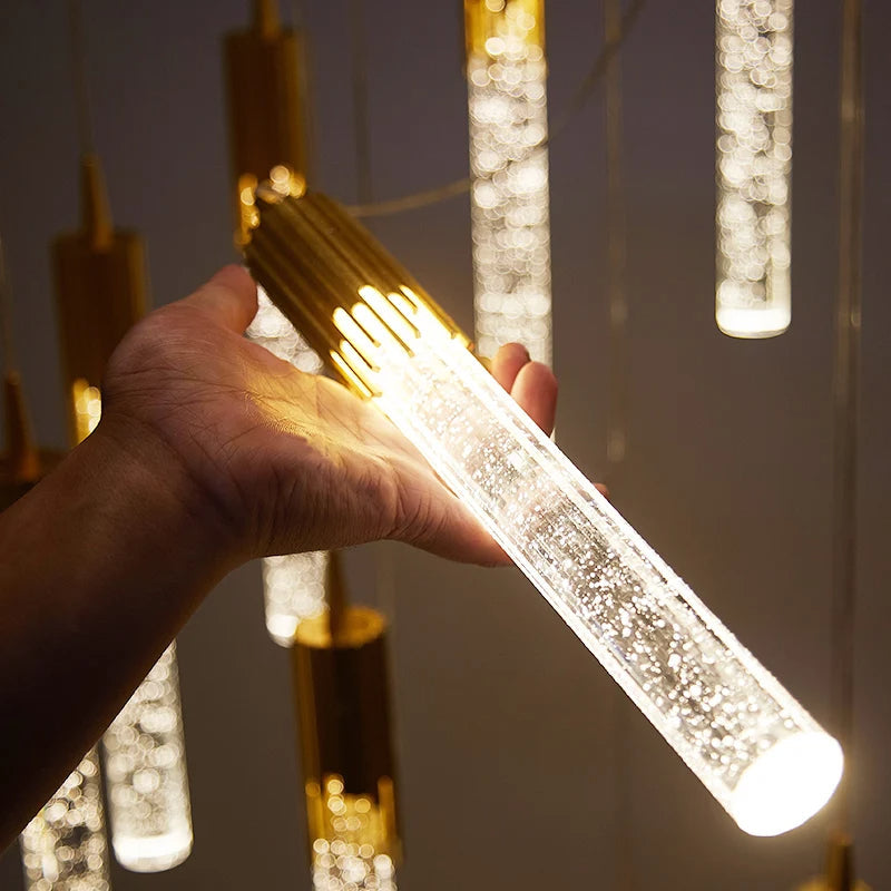 Maliben | Glass Pendant Lamp In Cylinder Shape - Lustreau
