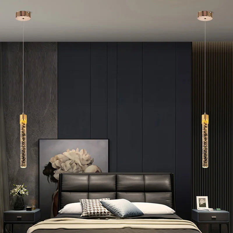 Maliben | Glass Pendant Lamp In Cylinder Shape - Lustreau