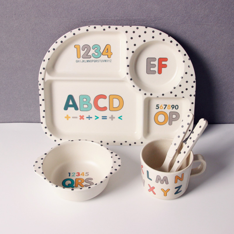 Maliben | Baby Dish Set With Cloud Design – Plate, Bowl, Cup & Cutlery For Children