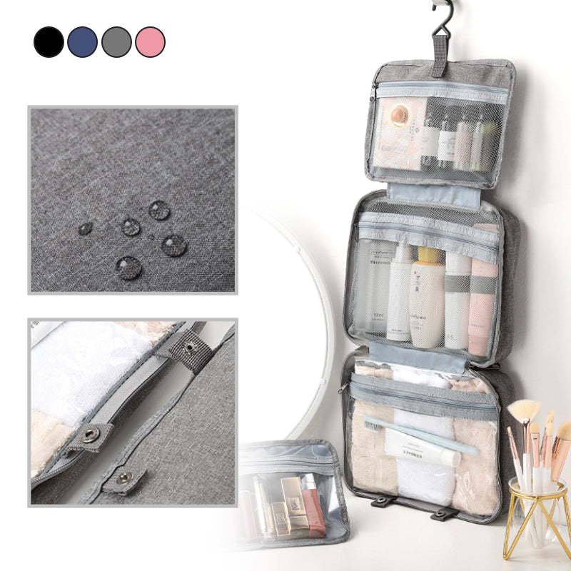 Maliben | Travelique Travel Cosmetic Organizer | Compact & Water-Repellent | With 4 Compartments & 360° Hook | For Women & Men