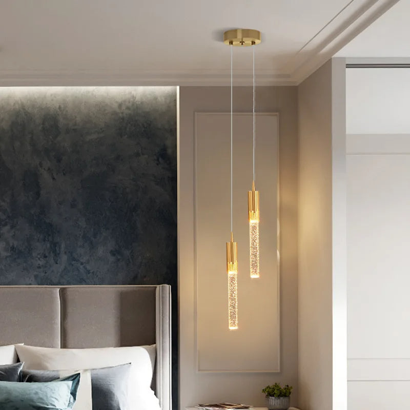 Maliben | Glass Pendant Lamp In Cylindrical Shape - Lustreau