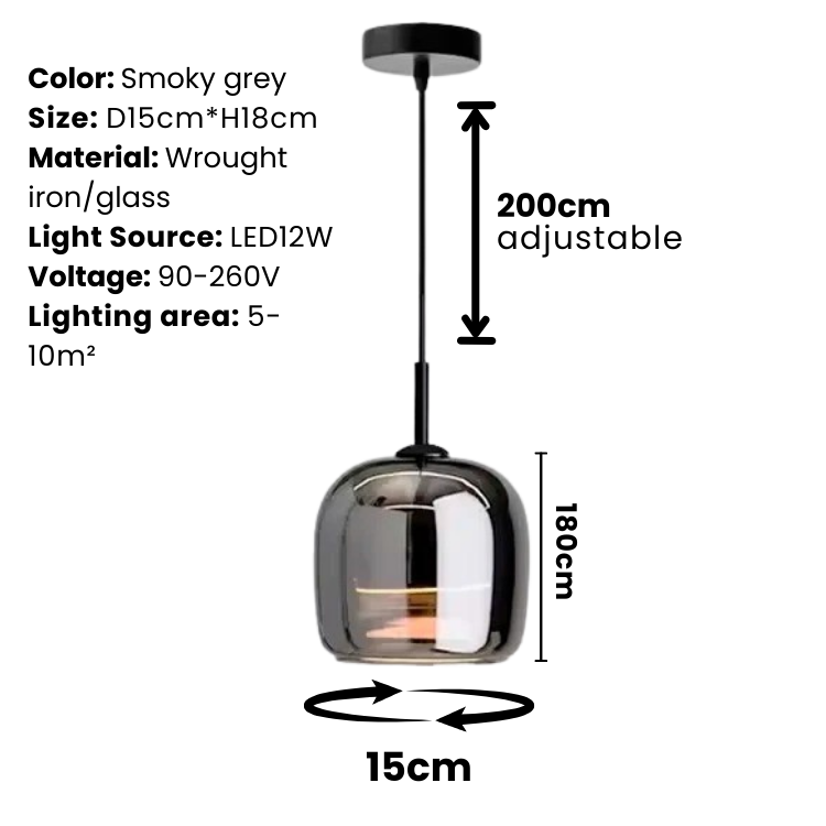 Maliben | Nordic Black Glass Pendant Light Fixture - Modern Hanging Lamp For Kitchen Island & Dining Room