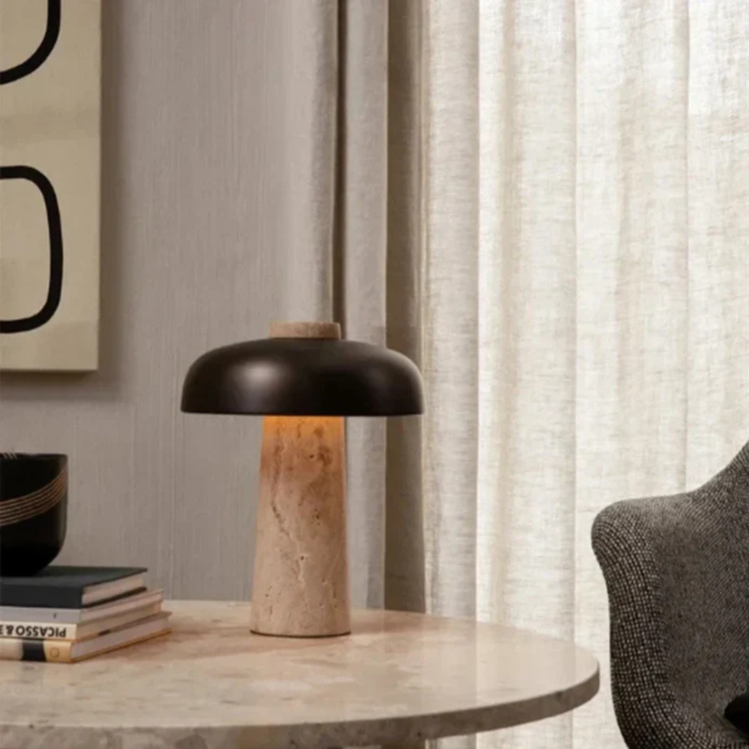 Maliben | Luxury Travertine Led Table Lamp