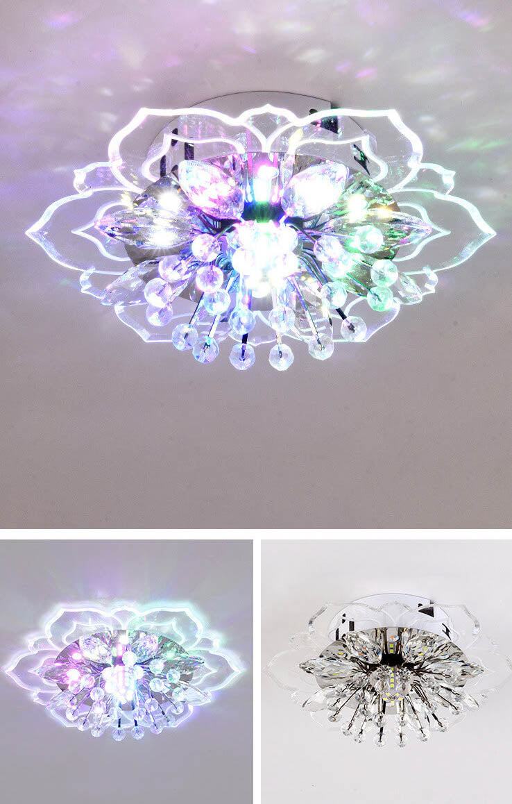 Maliben Glowpetal | Led Crystal Ceiling Light | Flower Shaped, Rgb Color Changing & Energy Efficient
