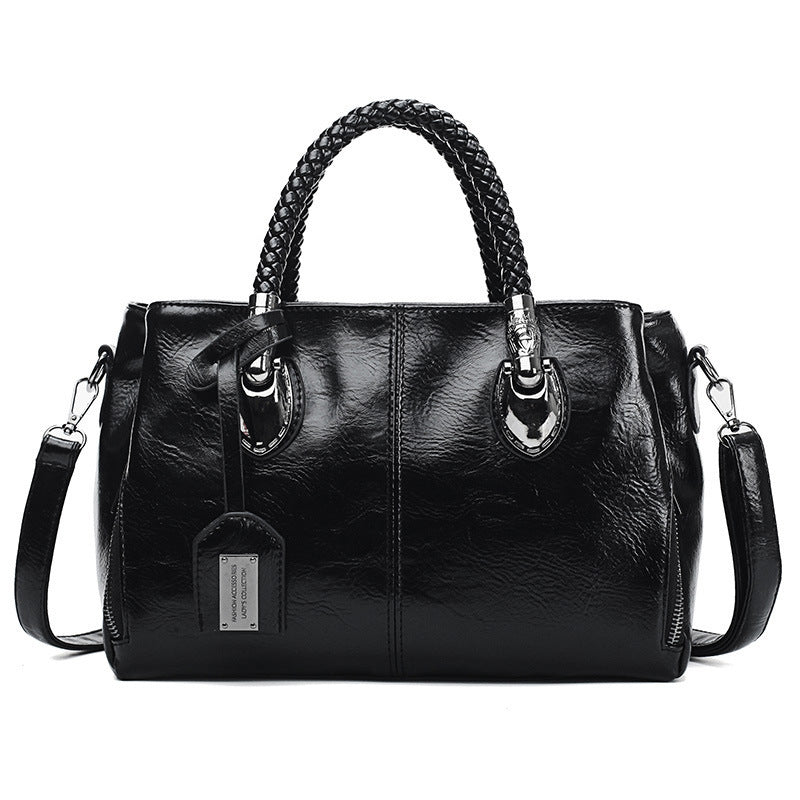 Maliben | New HandBags Made Of Oil Wax Leather Boston, Large Tote bag Made Of Soft Leather