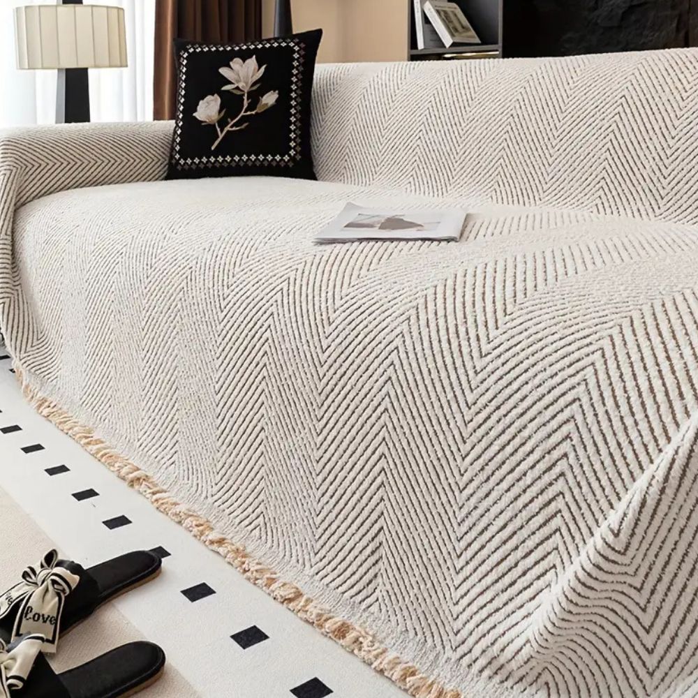 Maliben | Stripe Herringbone Sofa Cover