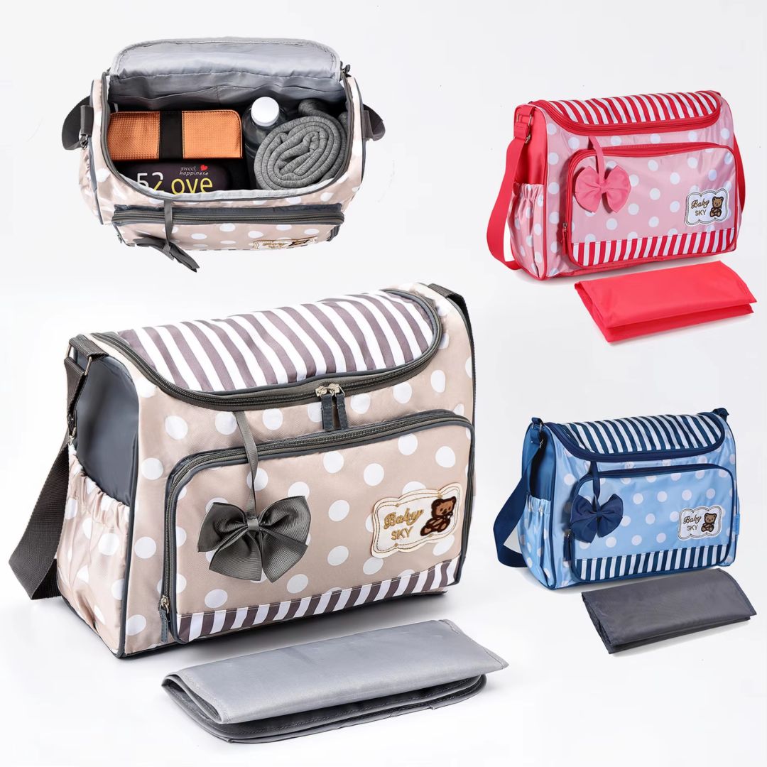 Maliben | Baby Changing Bag Blue With Changing Mat And Bottle Holder