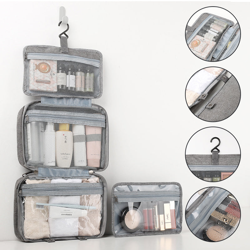 Maliben | Travelique Travel Cosmetic Organizer | Compact & Water-Repellent | With 4 Compartments & 360° Hook | For Women & Men