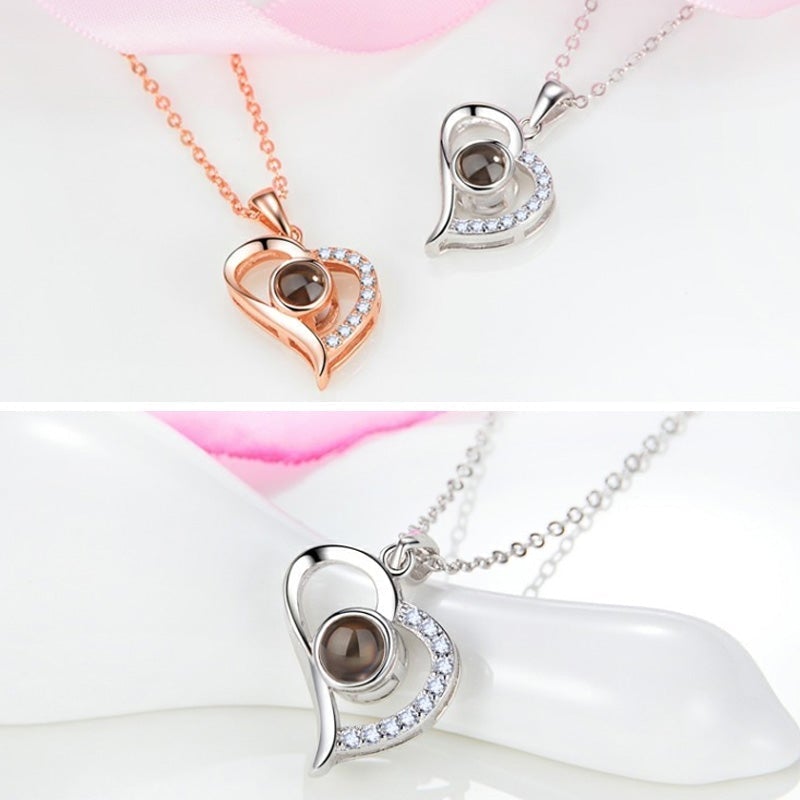 Maliben | Love Projection Heart Necklace (I Love You In 100 Languages)