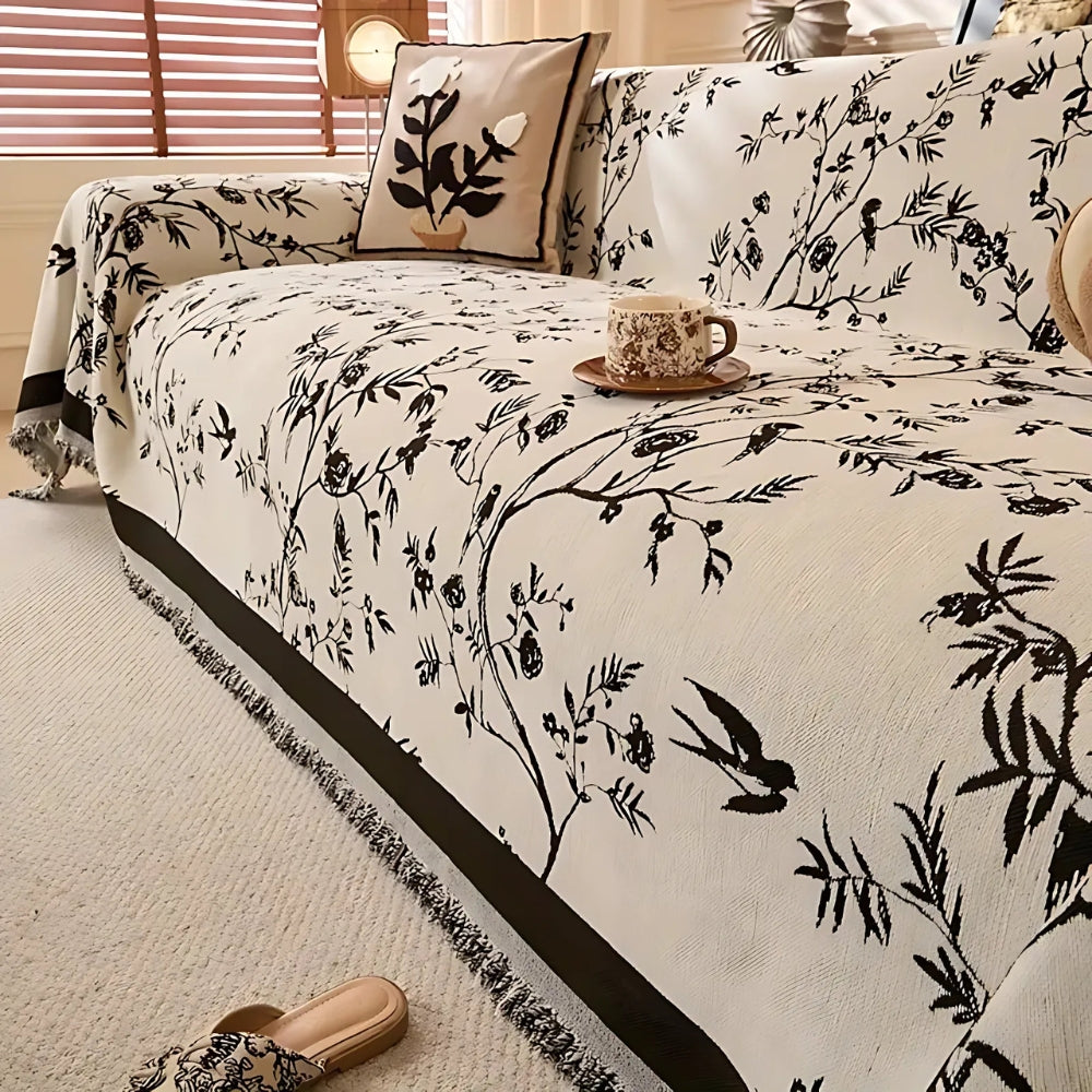 Maliben Ormel Chenille Sofa Cover — Floral, Pet-Friendly