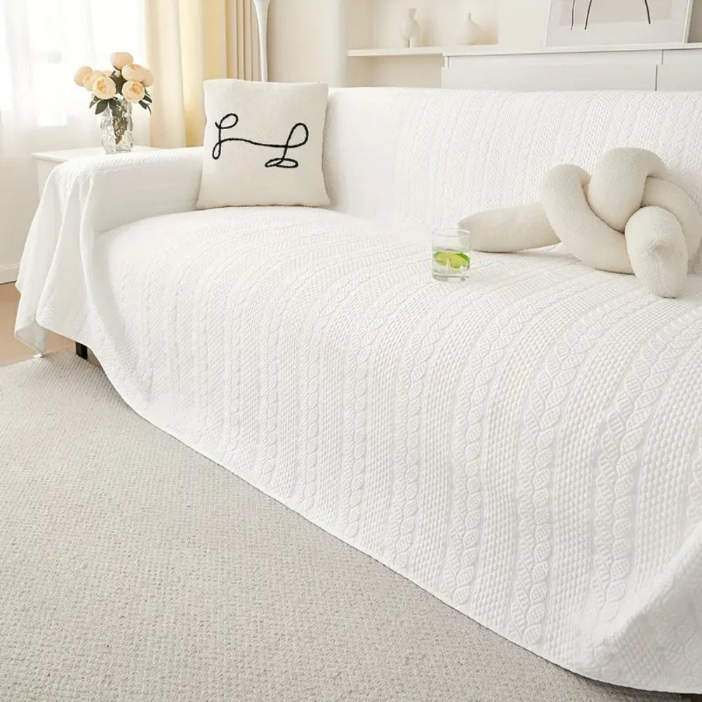 Maliben | Tranquil Plush Leaf Sofa Cover