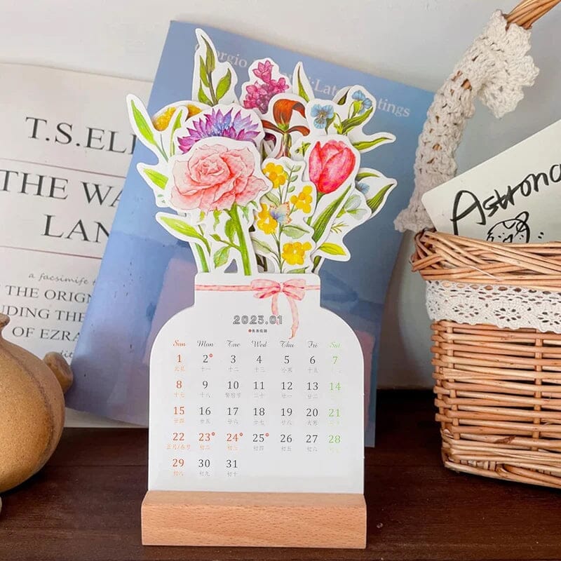 Maliben | 2024 Desk Calendar With Wooden Frame