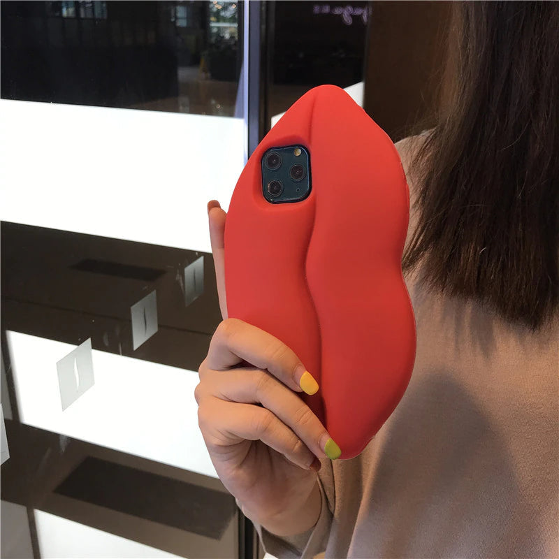 Maliben | 3d Big Red Lip Mouth Kiss Soft Silicone Shoulder Iphone Cases