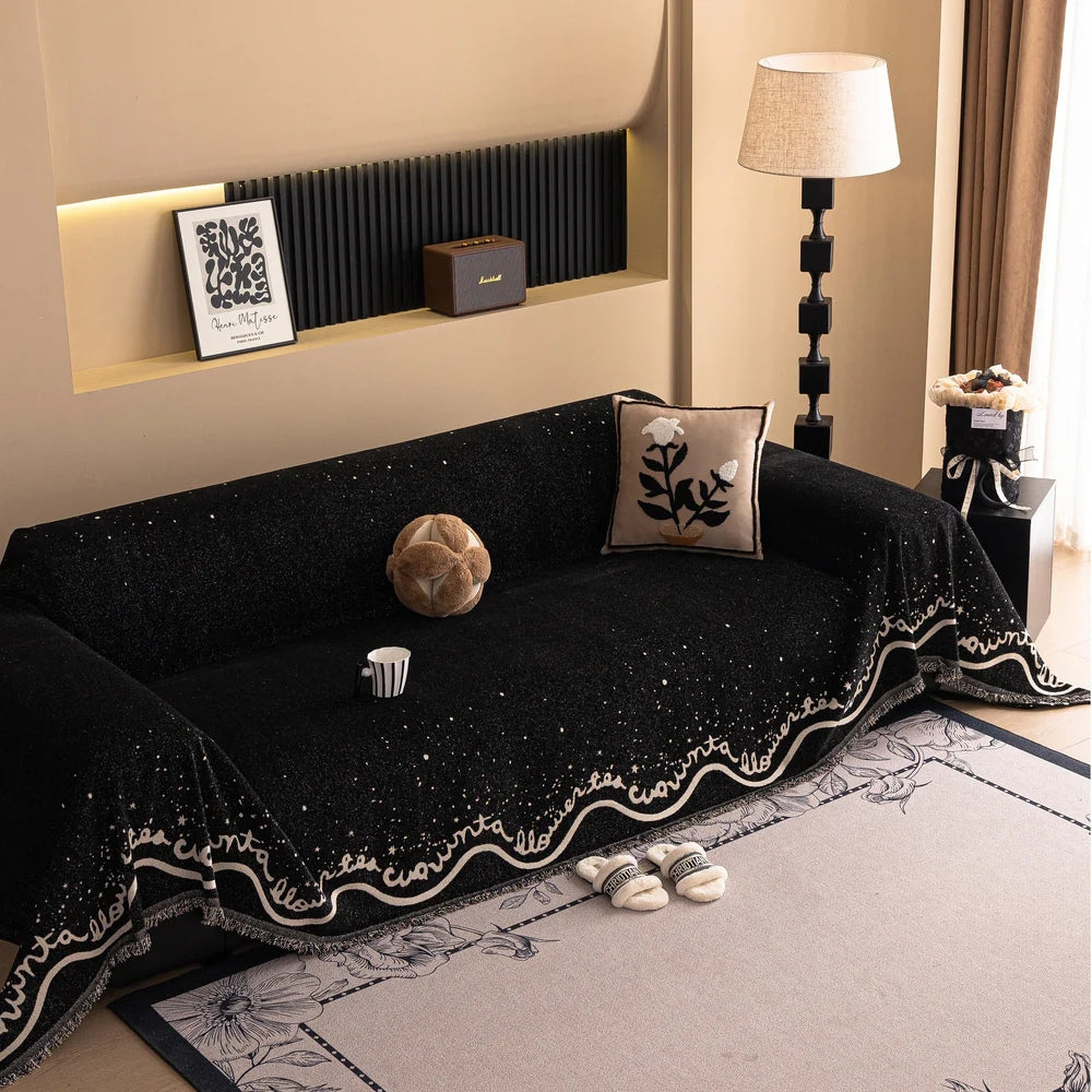 Maliben | Cursive Glittering Chenille Sofa Cover