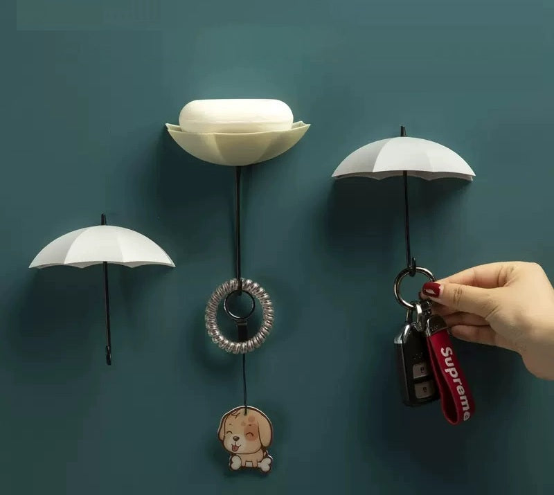 Maliben | Cute Umbrella Wall Hook - No-Drill Key & Coat Hanger