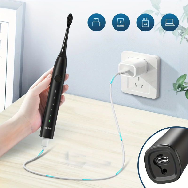 Maliben | Sonic Toothbrush Zahnoa | Ultrasonic Cleaning | Whisper Quiet & Rechargeable | 8 Replacement Brushes