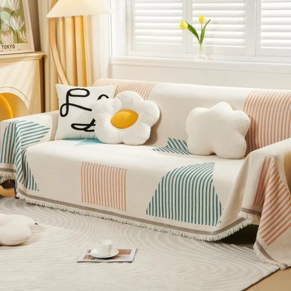 Maliben | Meringue Chenille Geometry Sofa Cover