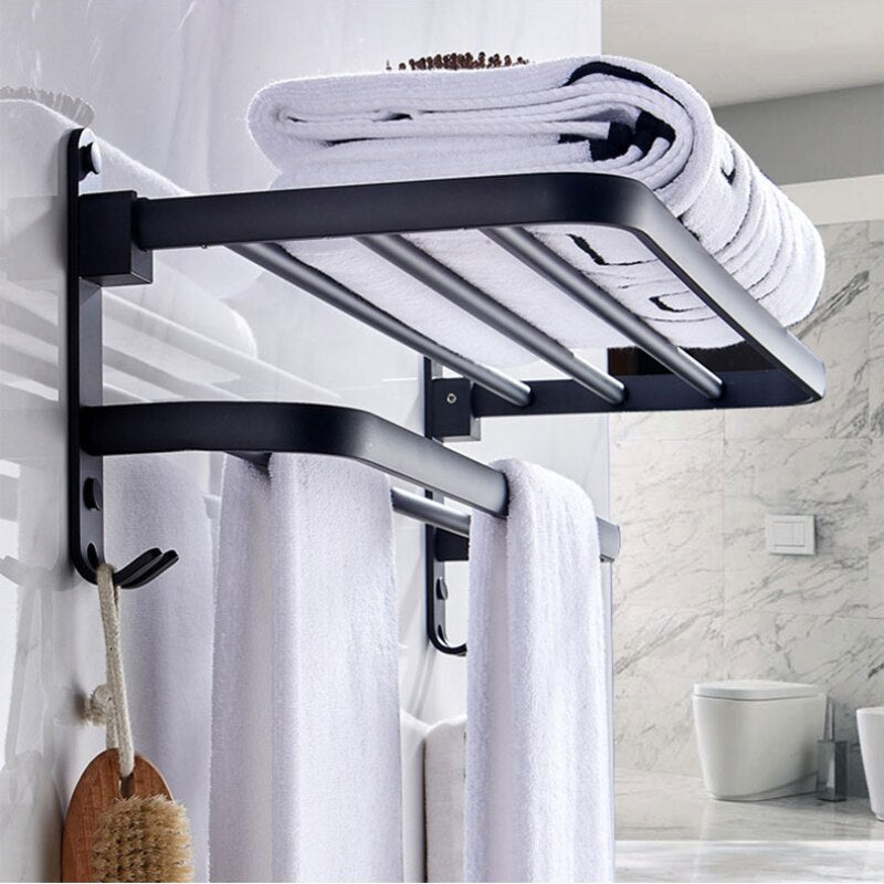 Maliben | Easy Organizer Bathroom Aluminum Foldable Towel Rack