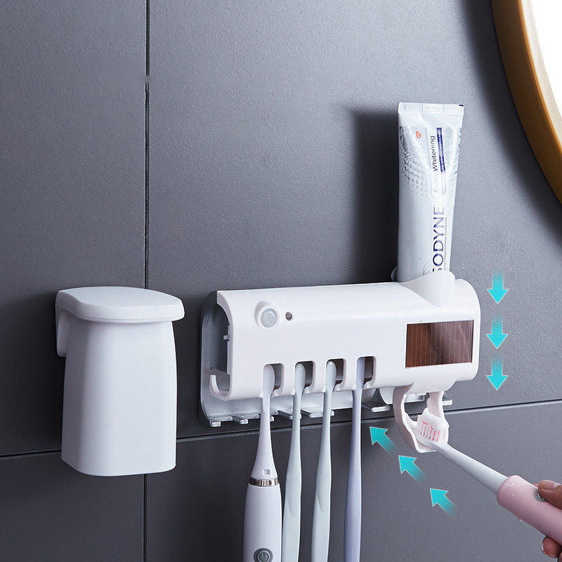 Smart UV Light Sterilizer Toothbrush Holder, Wall Mounted Toothpaste Dispenser — Maliben bathroom
