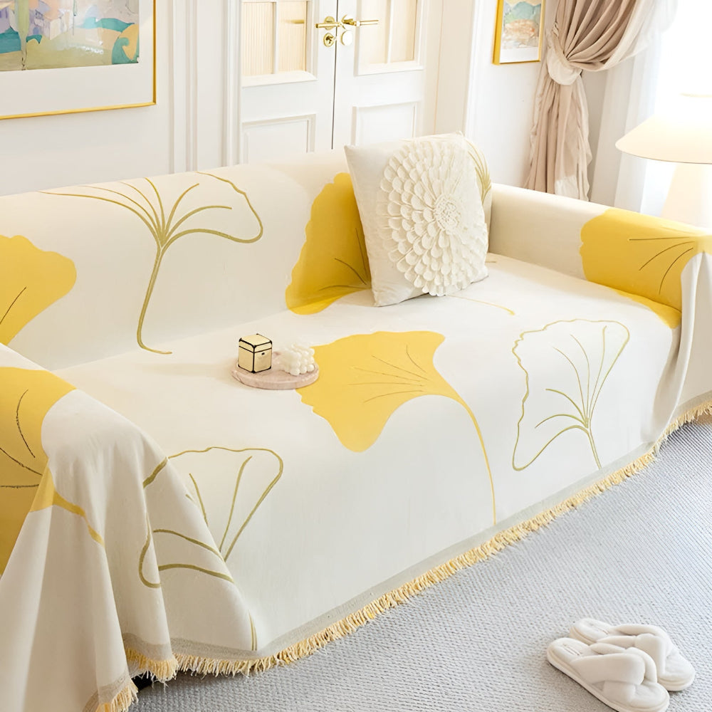 Maliben | Pastoral Style Ginkgo Leaf Sofa Cover