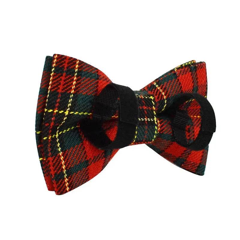 Maliben | Christmas Pet Collar Plaid With Green Background Dog Rope Leash Suit