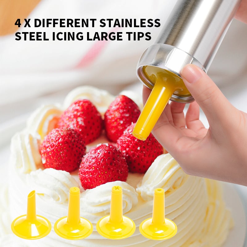 Maliben | Cookie Press Kit | 20 Stainless Steel Discs & 4 Nozzles | Adjustable Size & Easy Clean | Bakejoy