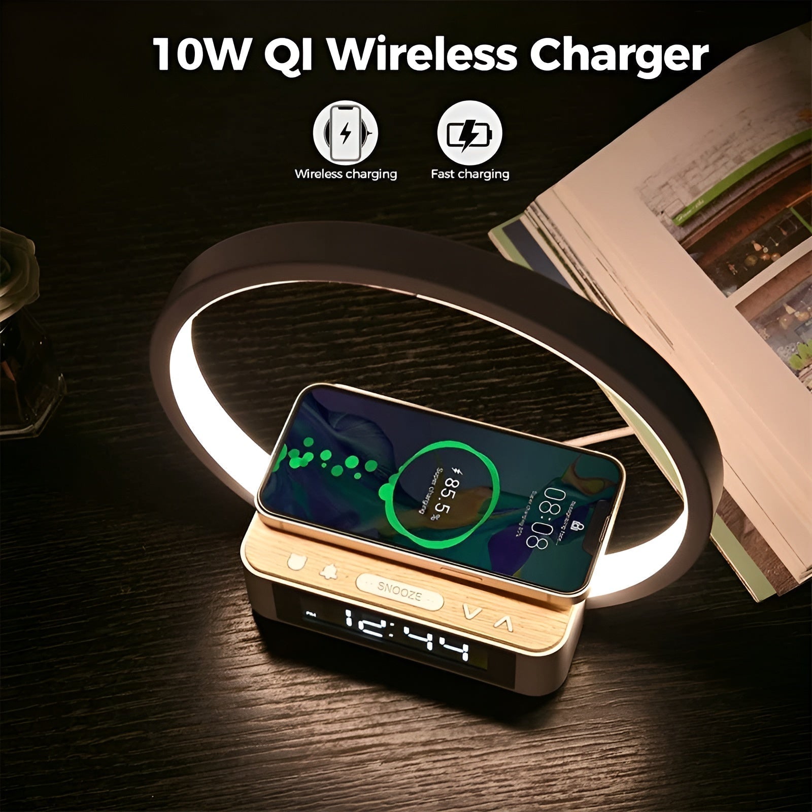 Maliben | Modern Table Lamp With Wireless Charger And Alarm Function