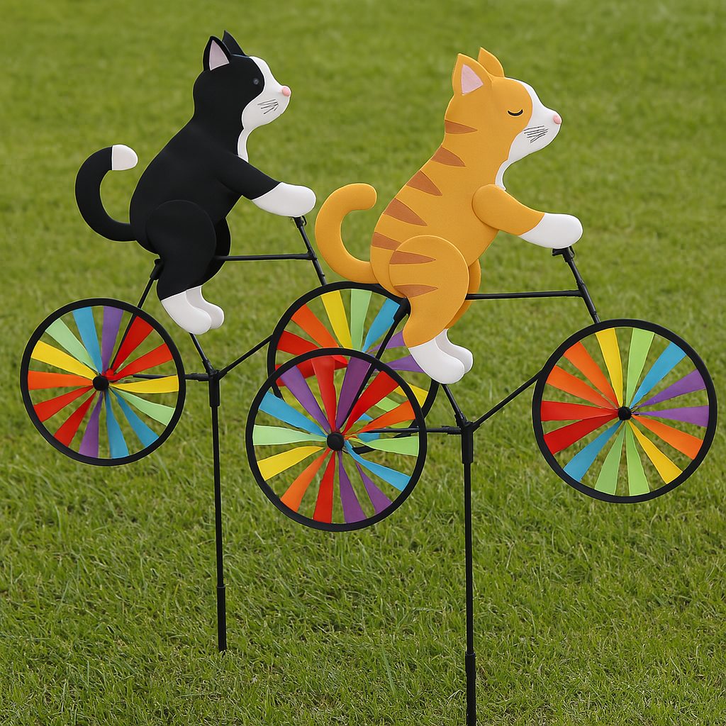 Maliben | Rainbow Bicycle Cat Garden Decor