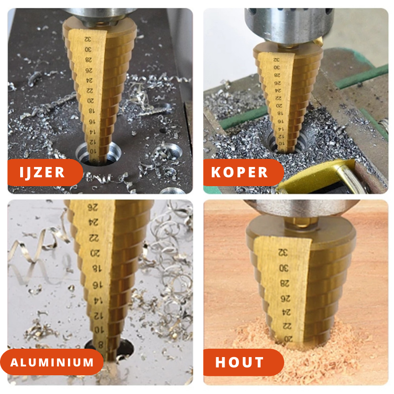 Maliben | 6-Piece Titanium Drill Bit Set | For Precise Drilling Through Metal, Wood, And Other Materials
