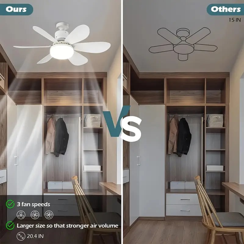 Maliben | 2-In-1 Portable Ceiling Fan & Light With Remote Control