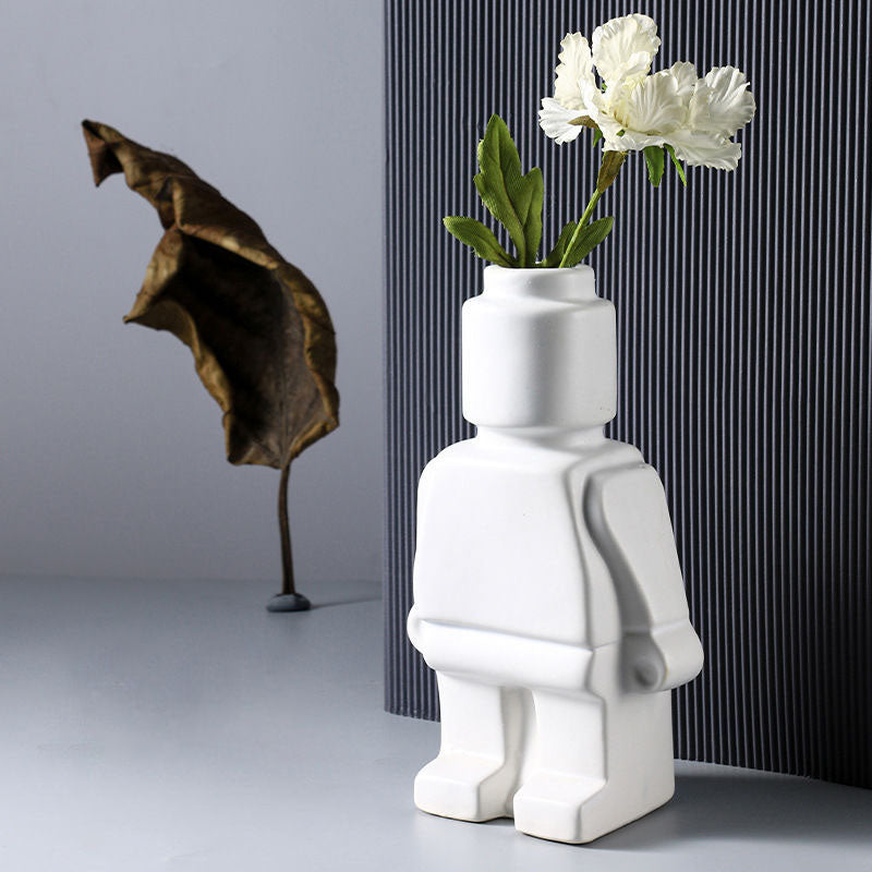 Dried Flower Vase Ornaments Small Robot Single Vase