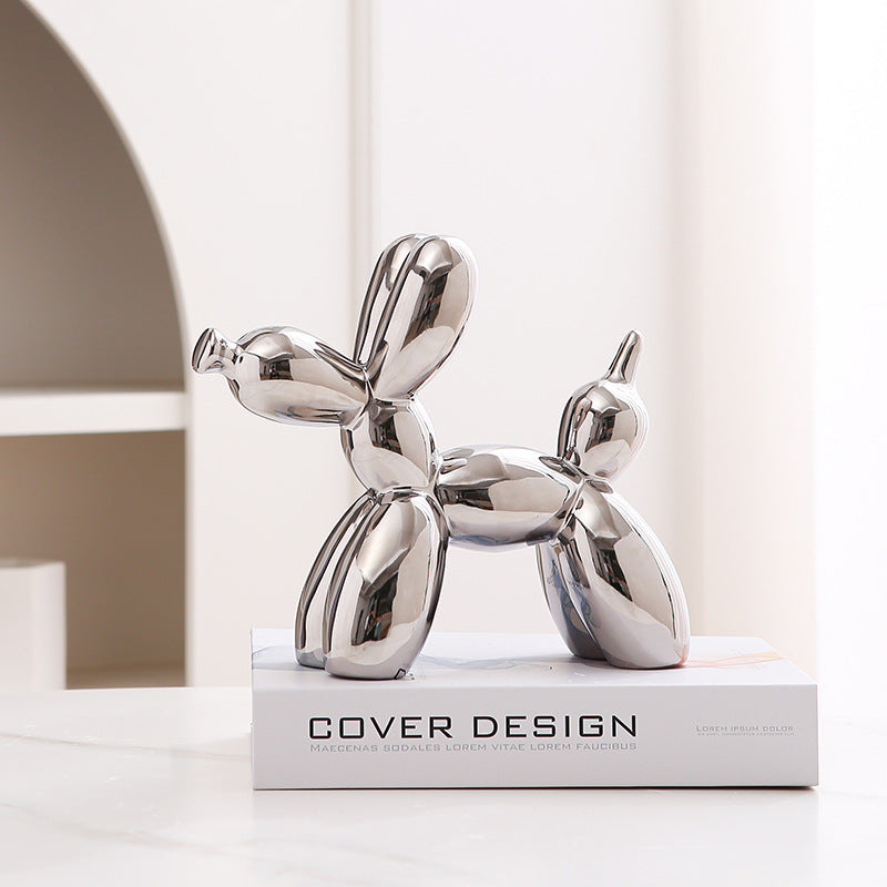 Light Luxury Home Desktop Ornaments Electroplated Blow Dog Ceramic Living Room Entrance Wine Cabinet Cartoon Doll Decorations
