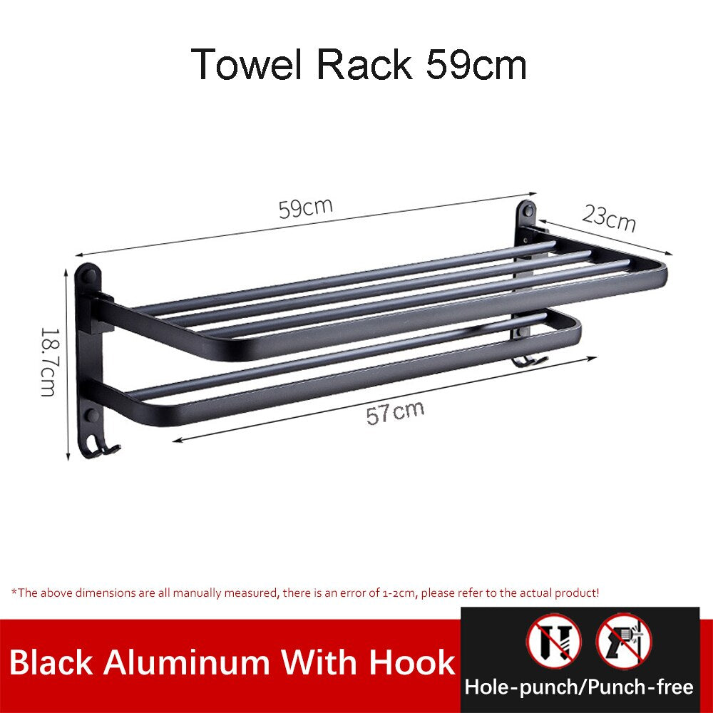 Maliben | Easy Organizer Bathroom Aluminum Foldable Towel Rack