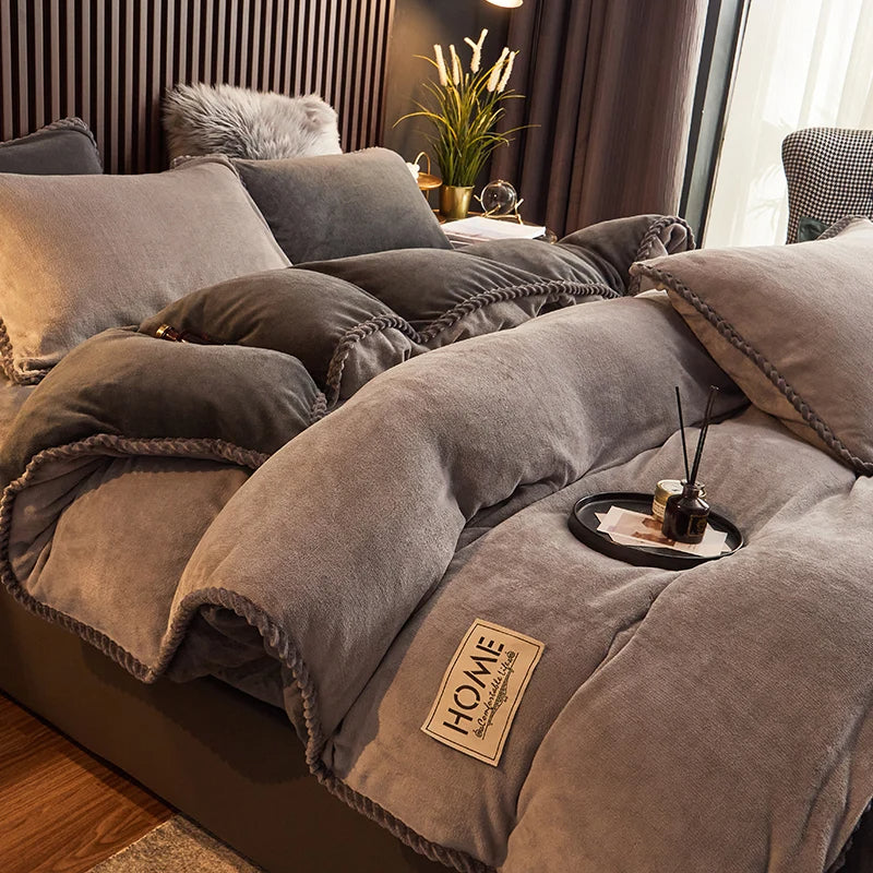 Maliben | Luxury Velvet Fleece Duvet Cover Set - Plushhaven