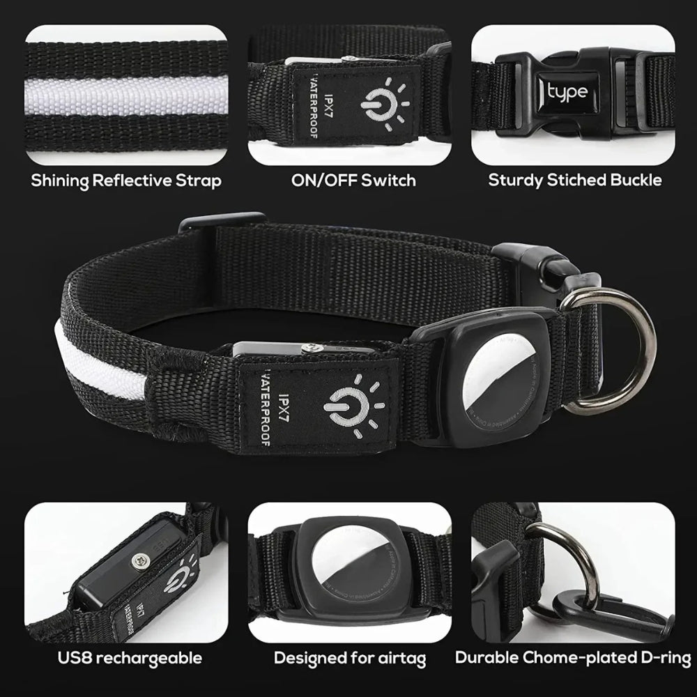 Maliben | Flashing Dog Collars β Waterproof LED Light Up Dog Collar with USB Rechargeable Glow, Dog Collars Illuminated for Night Safety, All Sizes