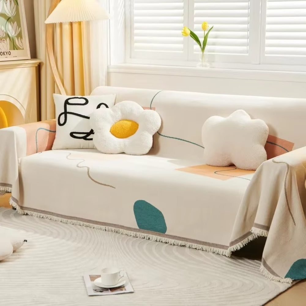 Maliben | Meringue Chenille Geometry Sofa Cover