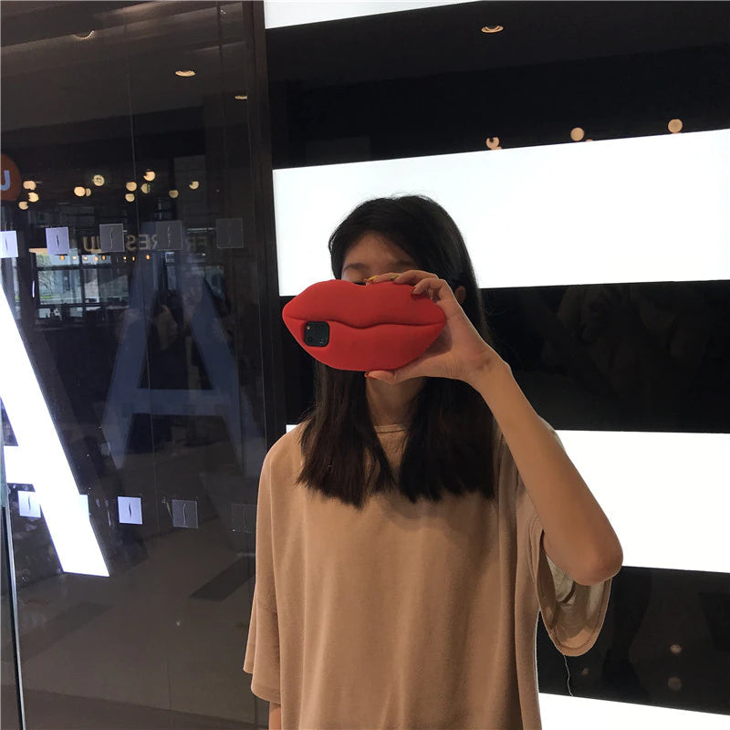 Maliben | 3d Big Red Lip Mouth Kiss Soft Silicone Shoulder Iphone Cases