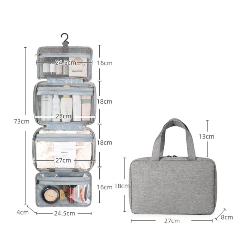 Maliben | Travelique Travel Cosmetic Organizer | Compact & Water-Repellent | With 4 Compartments & 360° Hook | For Women & Men