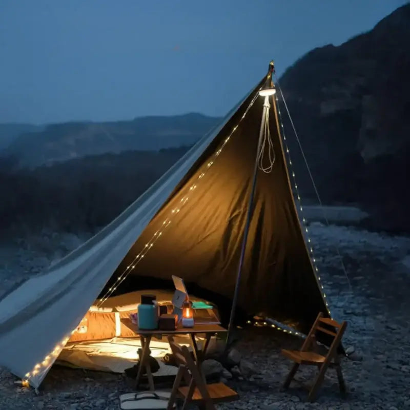 Maliben | 4 In 1 Camp Light – Portable Camping Lantern, String Lights With 8 Lighting Modes, Rechargeable Power Bank For Outdoor Adventures