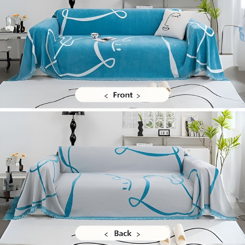 Maliben | Abstract Line Reversible Chenille Sofa Cover