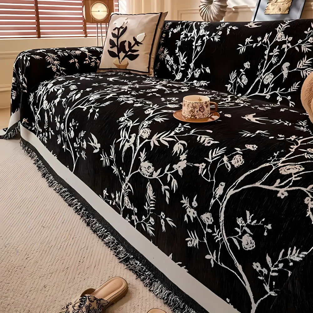 Maliben Ormel Chenille Sofa Cover — Floral, Pet-Friendly