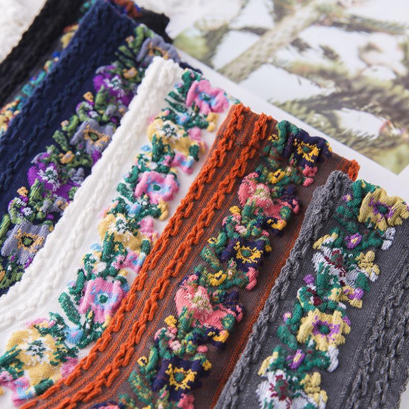 Maliben | Vintage Socks With Floral Embroidery (5 Pairs)