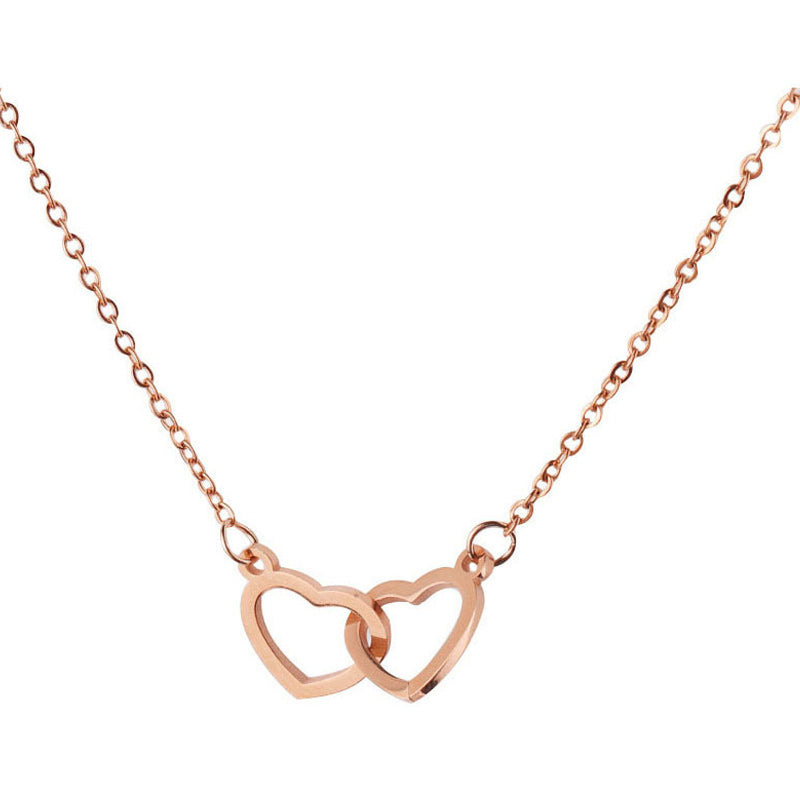 Maliben | Two Hearts Necklace With Rotating Rose Gift Box
