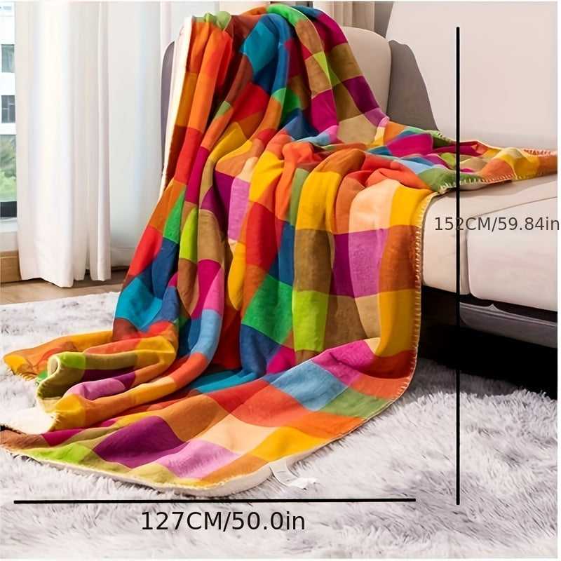 Maliben Coral fleece blanket – Reversible thick Sherpa blanket with a colorful...